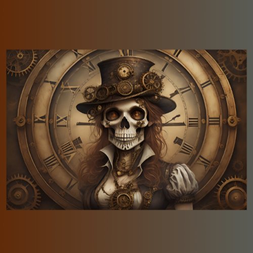 Skull Steampunk with clock tissue paper v2