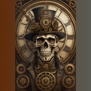 Skull Steampunk with clock tissue paper v4