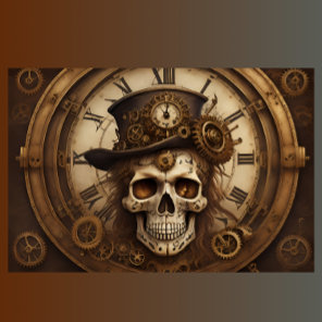 Skull Steampunk with clock tissue paper v5