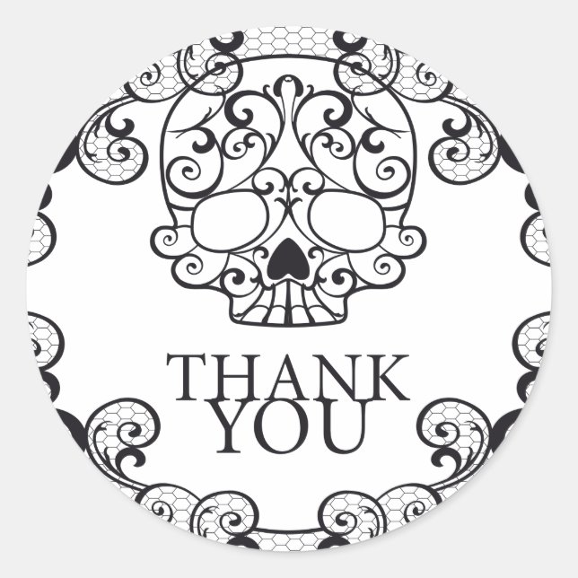 Skull Stickers Fancy Calavera Thank you Seal (Front)