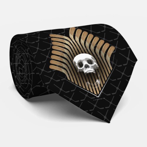 Skull  Sticks Hockey Neck Tie