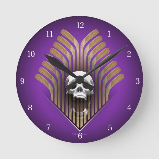 Skull & Sticks (Hockey) Round Clock (Front)