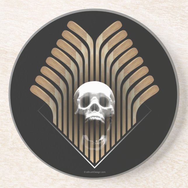 Skull & Sticks (Hockey) Sandstone Coaster (Front)