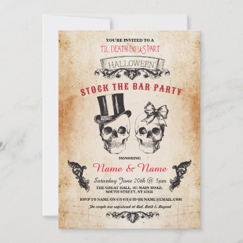 Skull Stock The Bar Party Halloween Gothic Invite