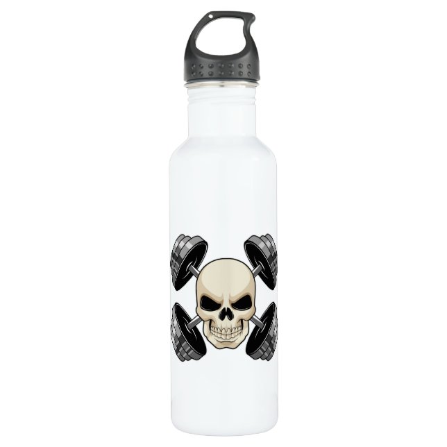 Skull Strength training Dumbbells Stainless Steel Water Bottle (Front)