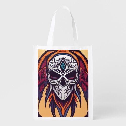 Skull  Strings Rock  Roll T_Shirt Designs Grocery Bag