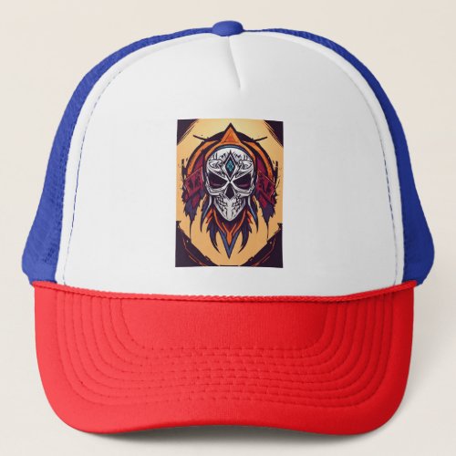 Skull  Strings Rock  Roll T_Shirt Designs Trucker Hat