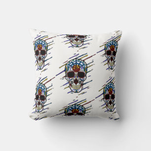 skull sugar skull throw pillow