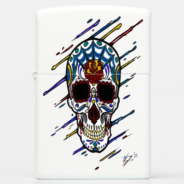 skull sugar skull zippo lighter (Front)