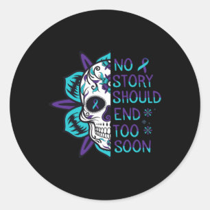 Skull Suicide Awareness Mental Health Classic Round Sticker