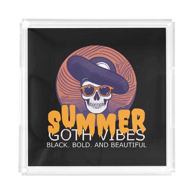 skull summer hat acrylic tray (Front)