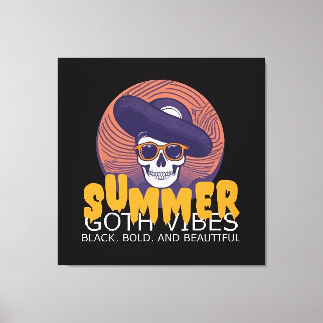 skull summer hat canvas print (Front)