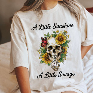 Skull Sunflower Butterfly Middle Finger Savage Tri-Blend Shirt