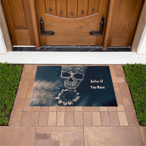 Skull Sunflower Gothic Vintage Antique Doormat