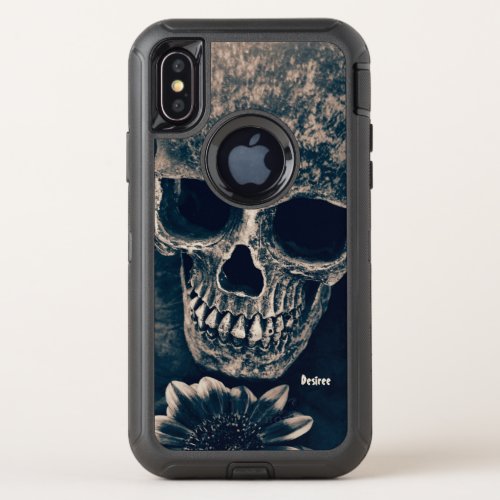 Skull Sunflower Gothic Vintage Antique OtterBox Defender iPhone X Case