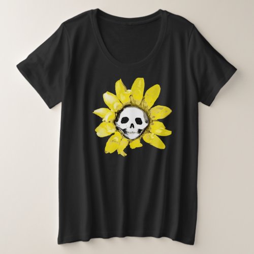 Skull Sunflower Print _ All Styles MenWomenKids  Plus Size T_Shirt
