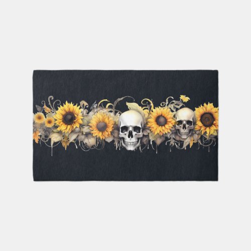 Skull Sunflower  Rug