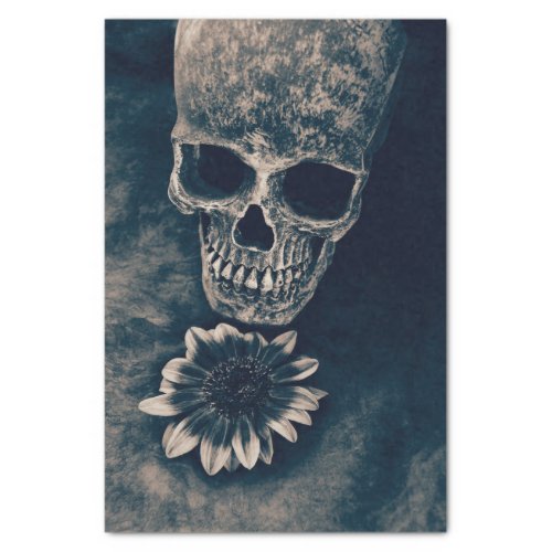 Skull Sunflower Vintage Cyanotype Gothic Tissue Paper
