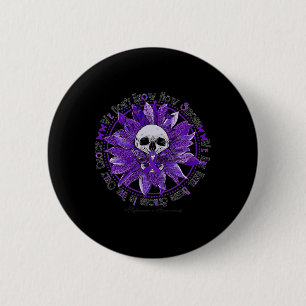 Skull Sunflower Warrior Purple Ribbon Heimerheimer Button