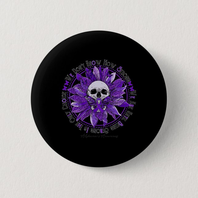 Skull Sunflower Warrior Purple Ribbon Heimerheimer Button (Front)