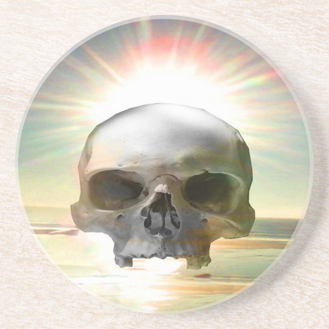 Skull Sunset Sandstone Coaster (Front)