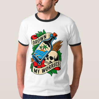 Skull & Sunset Tropical Tattoo | Unique Gift Idea T-Shirt