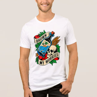 Skull & Sunset Tropical Tattoo | Unique Gift Idea Tri-Blend Shirt