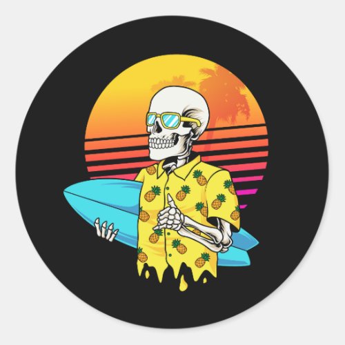 skull_surfer classic round sticker