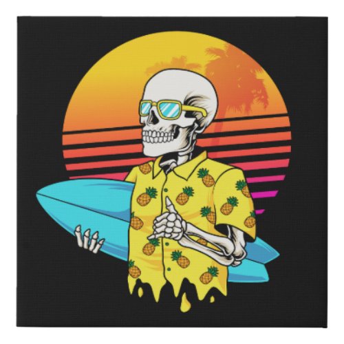 skull_surfer faux canvas print