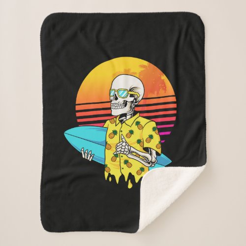 skull_surfer sherpa blanket