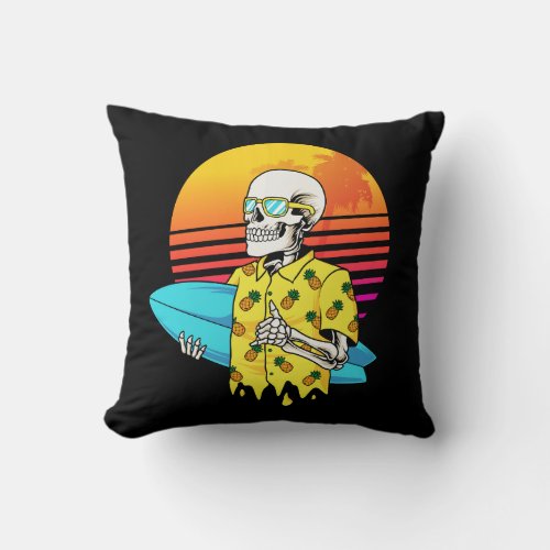 skull_surfer throw pillow