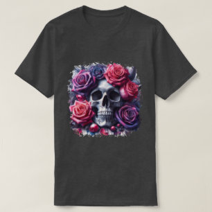 Skull Surrounded by Vibrant Roses T-Shirt