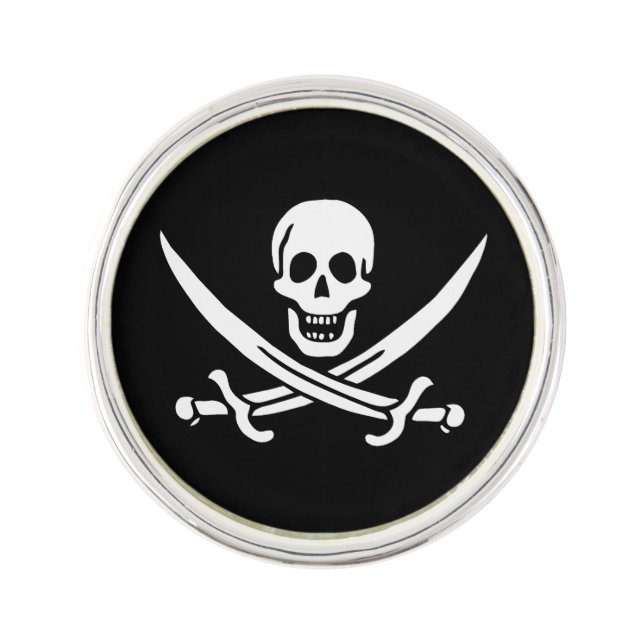 Skull & Swords Pirate flag of Calico Jack Lapel Pin (Front)