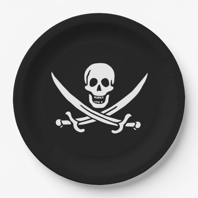 Skull & Swords Pirate flag of Calico Jack Paper Plates (Front)