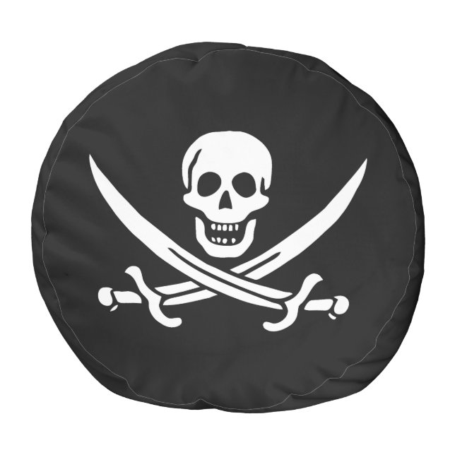 Skull & Swords Pirate flag of Calico Jack Pouf (Top)