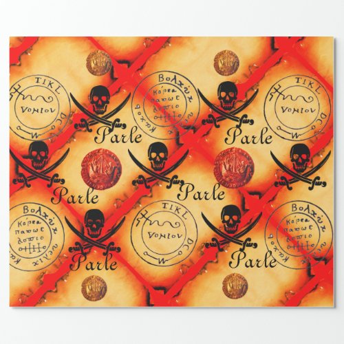 SKULLSWORDS PIRATES TREASURE MAP PARCHMENT Parle Wrapping Paper