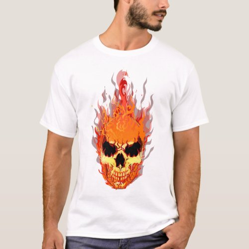 Skull T_shirt Fire Flame