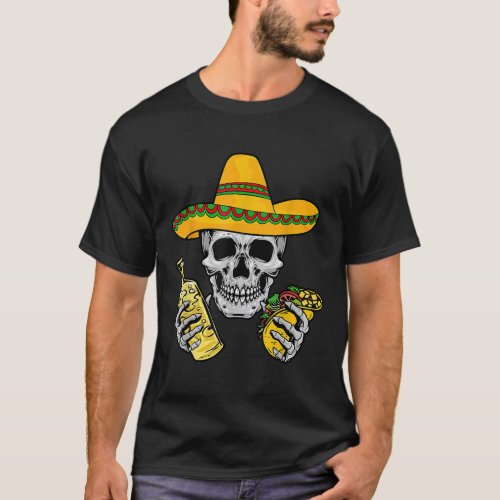 Skull Taco Beer Cinco De Mayo Apparel Funny T_Shirt