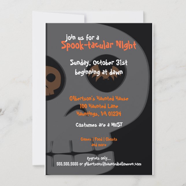 Skull-tacular Halloween Party Invitations (Front)