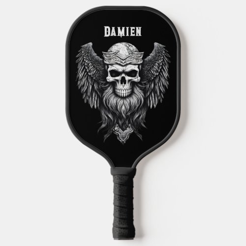 Skull Tattoo Gothic Style Black Pickleball Paddle