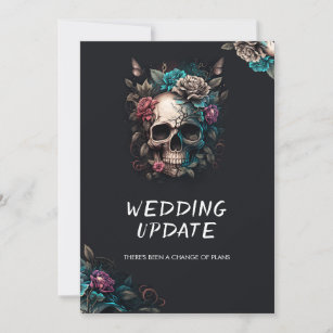 Skull Tattoo Gothic Wedding Update Cancellation Invitation