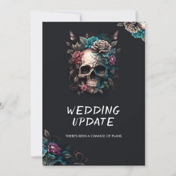 Skull Tattoo Gothic Wedding Update Cancellation Invitation by FireSparks at Zazzle