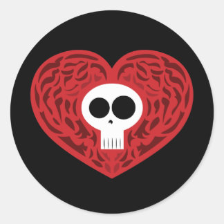 Skull Tattoo Heart Classic Round Sticker