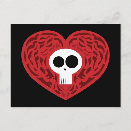 Skull Tattoo Heart Postcard