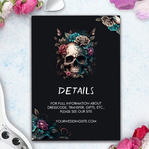Skull Tattoo Rock and Roll Gothic Wedding Enclosure Card