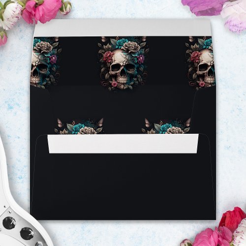 Skull Tattoo Rock and Roll Gothic Wedding Envelope