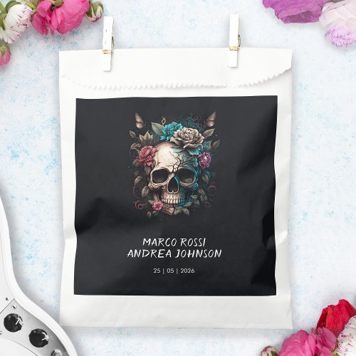 Skull Tattoo Rock and Roll Gothic Wedding Favor Bag