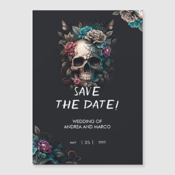 Skull Tattoo Rock And Roll Gothic Wedding Magnetic Invitation by FireSparks at Zazzle