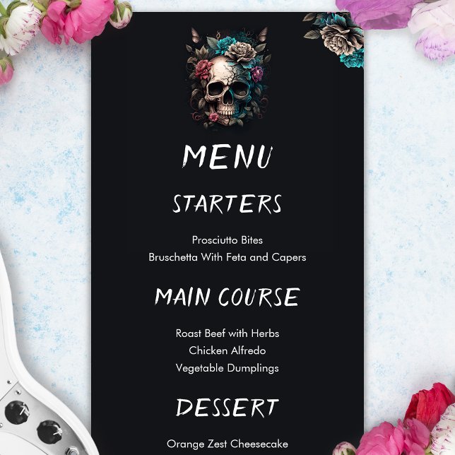 Skull Tattoo Rock and Roll Gothic Wedding Menu (Skull Tattoo Rock and Roll Gothic Wedding Menu)
