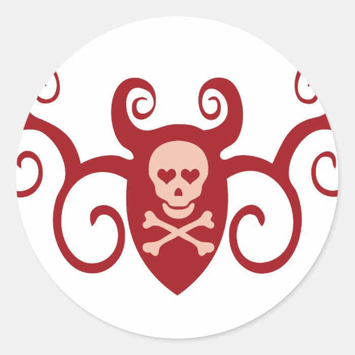 Skull Tattoo Scroll Round Sticker